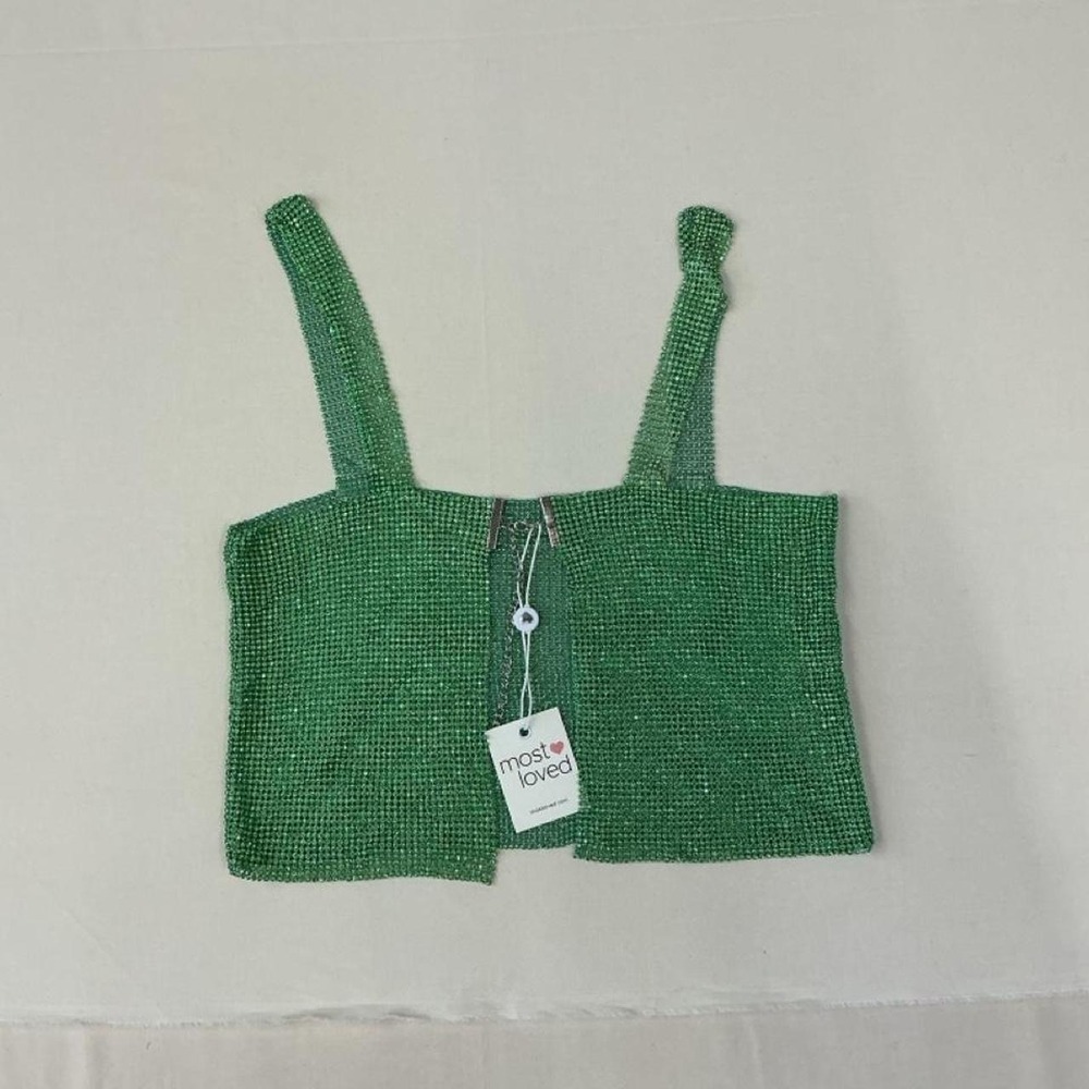 Most‎ Loved green rhinestone crop top